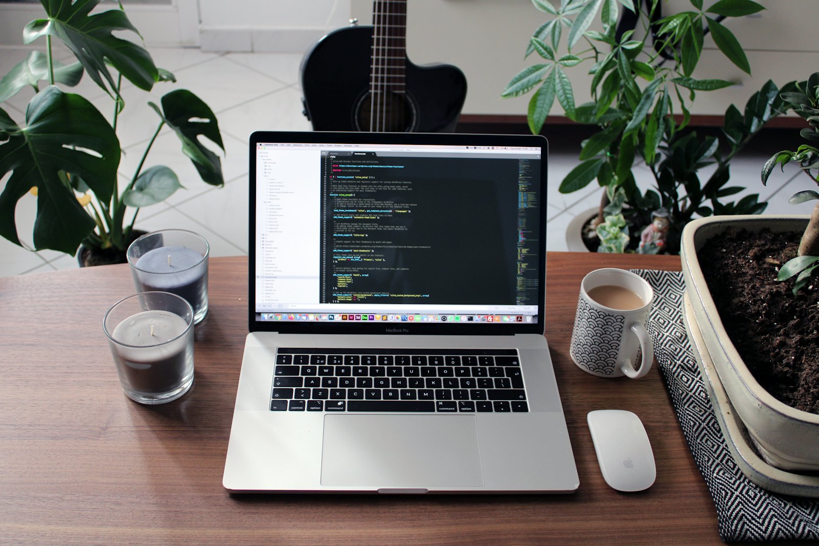 Laptop on a desk showing a finished small business website